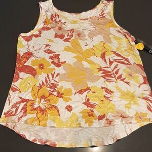 NWT a.n.a Yellow and Pinkish Red Floral Large Tank Top